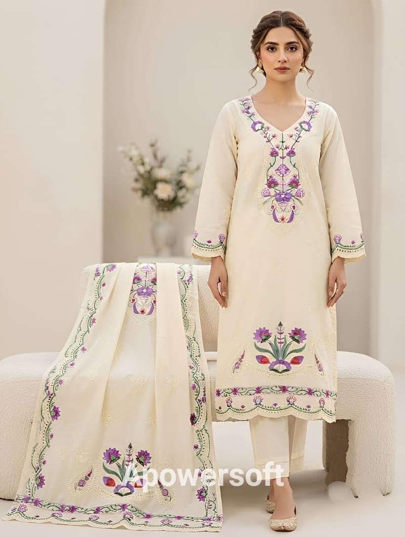 Embroidery Readymade Three Piece