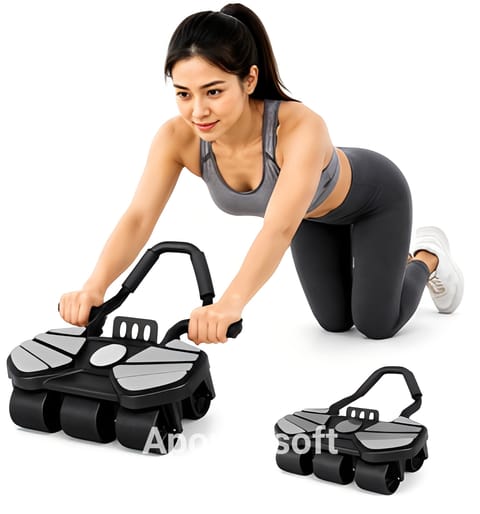 6 Wheel Automatic Rebound Ab Roller with Elbow Support – Home Gym