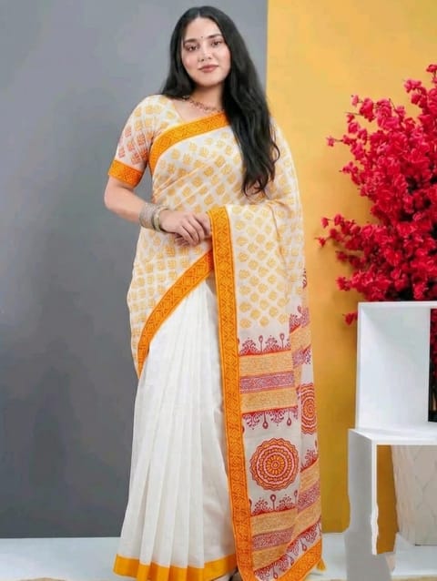 হাইব্রিড হাফ-সুতি সফট শাড়ি