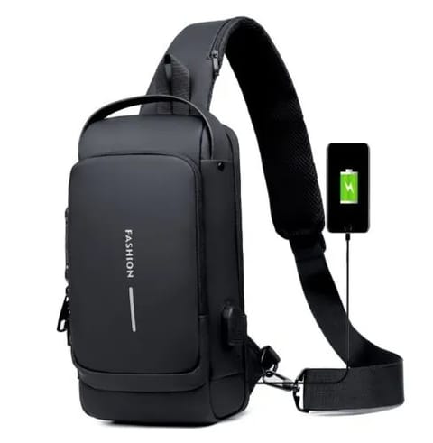 USB charging sport sling Anti-theft shoulder bag
