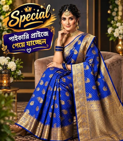 ✨ Royal Blue Gold Saree – Premium Collection ✨💙