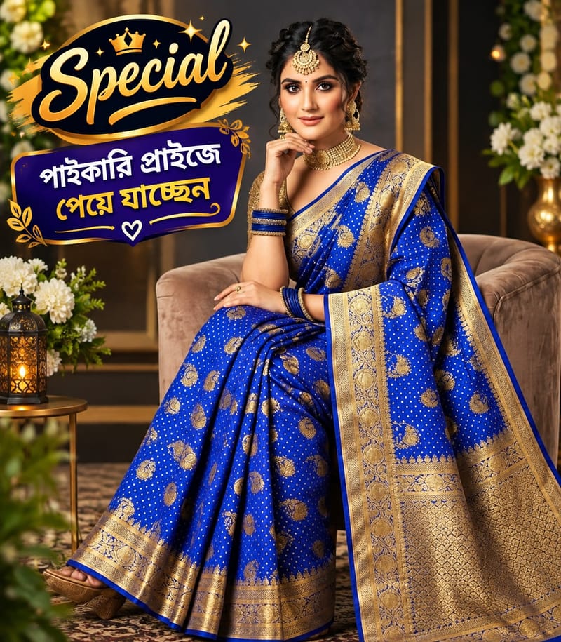 ✨ Royal Blue Gold Saree – Premium Collection ✨💙