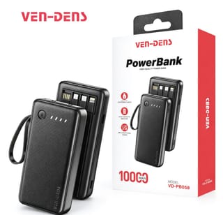 Ven-Dens VD-PB058 10000mAh High-Quality Portable Power Bank with Built-in Cables & Hanging Strap 1