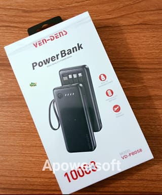 Ven-Dens VD-PB058 10000mAh High-Quality Portable Power Bank with Built-in Cables & Hanging Strap 2
