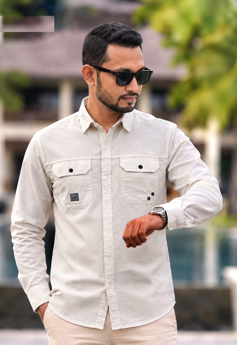 Premium Kaiser Cotton Double Pocket Shirt
