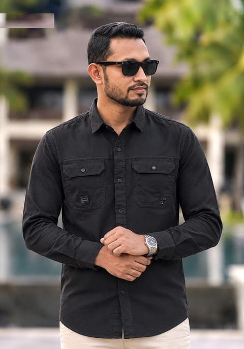 Premium Kaiser Cotton Double Pocket Shirt
