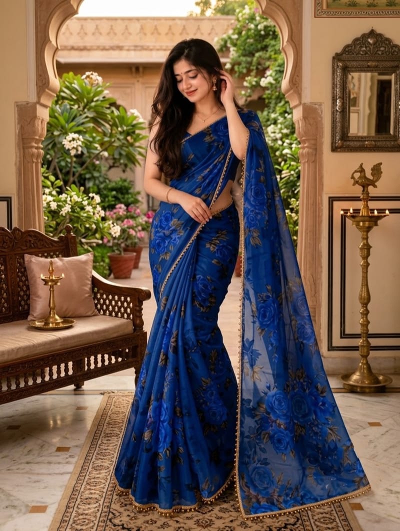 Premium Soft Georgette Saree with Pearl Work