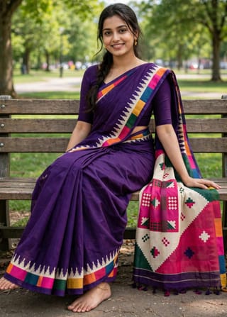 Chanderi Silk Saree With Blause Pcs 2
