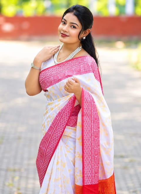 Kashmeri Katan Saree With Blause Pieace