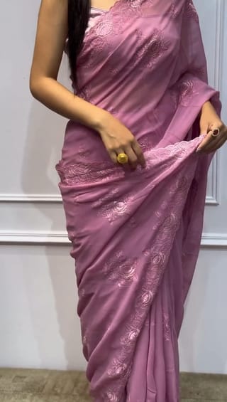 ইন্ডিয়ান জর্জেট শাড়ি ব্লাউজ পিস সহ 2