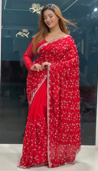 ইন্ডিয়ান জর্জেট শাড়ি ব্লাউজ পিস সহ 1
