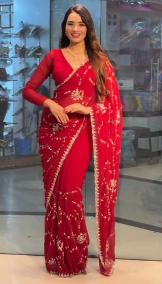 ইন্ডিয়ান জর্জেট শাড়ি ব্লাউজ পিস সহ 2