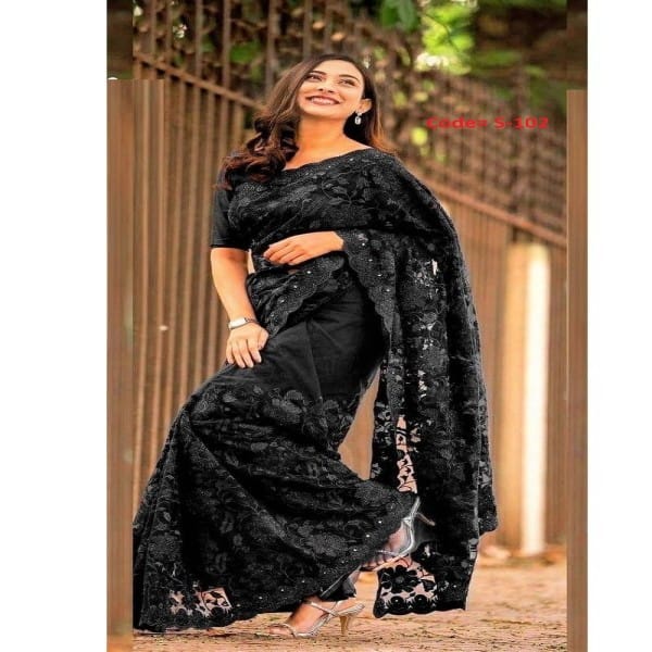 ইন্ডিয়ান জর্জেট শাড়ি ব্লাউজ পিস সহ