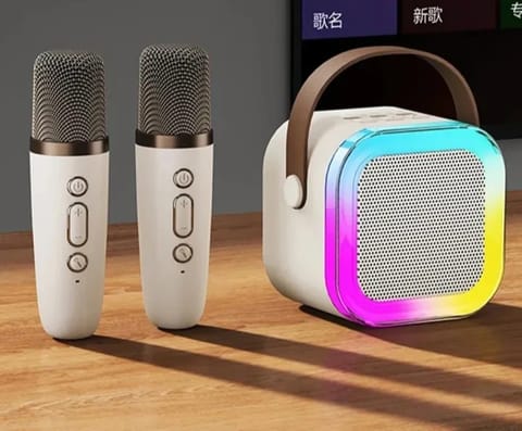 🎤 K12 Karaoke Machine Portable Bluetooth Speaker With Dual Wireless Microphones