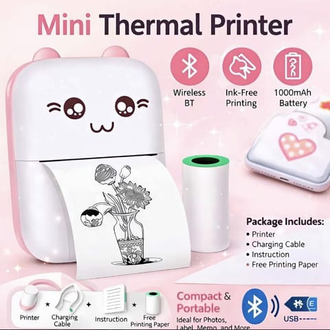 Mini Pocket Thermal Printer | Portable Bluetooth Printer