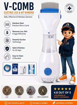 ✨ V-COMB Lice Vacuum Remover –উকুনের যন্ত্রণামুক্ত স্বাস্থ্যকর চুল পান নিমিষেই! 🚫✨ 2