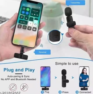 Wireless MicrophoK8 Wireless Microphone for YouTube Vlogging, Video Recording Online Classes with Noise Cancellation Mic Supports (Type C)ne 3